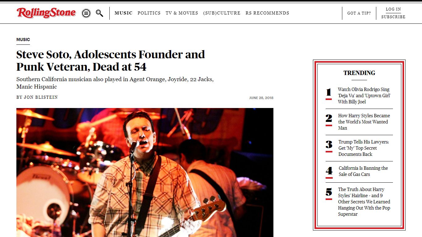 Steve Soto, Adolescents Founder and Punk Veteran, Dead at 54