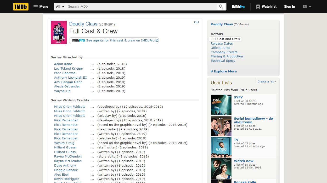 Deadly Class (TV Series 2018–2019) - Full Cast & Crew - IMDb